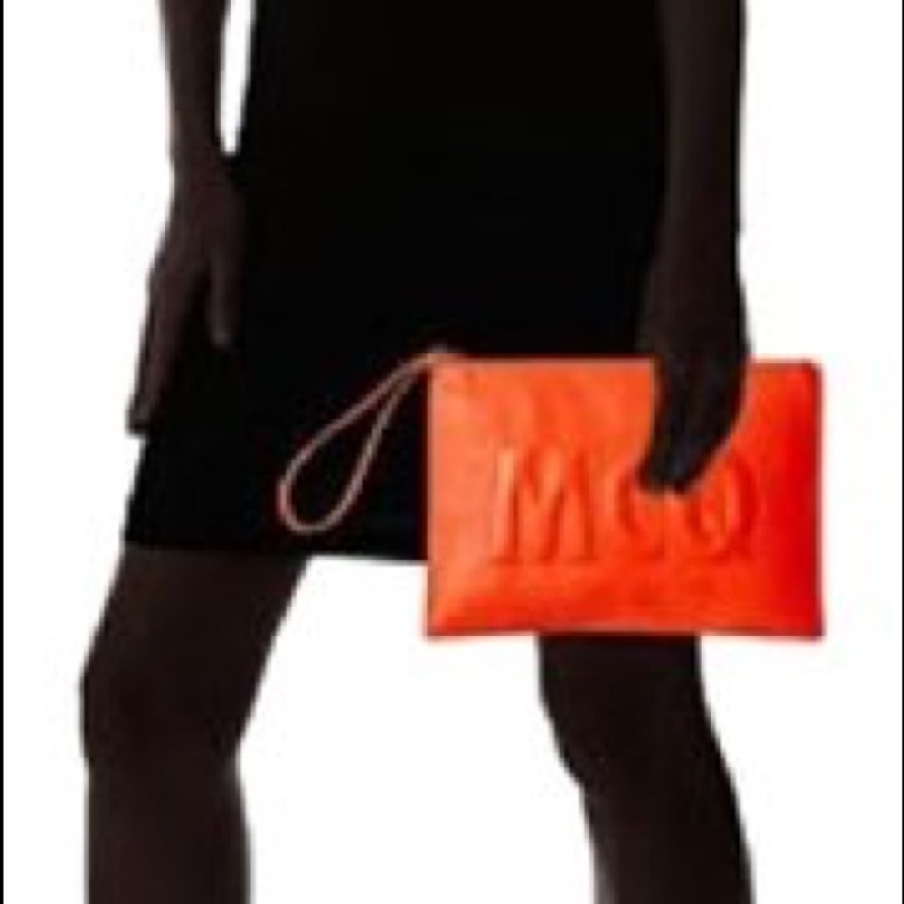 MCQ Smooth Pouch Coral Leather Clutch